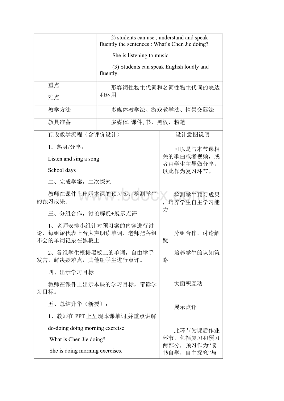 人教部编版五年级下册英语教案 Unit 6Work quietlyWord格式文档下载.docx_第2页