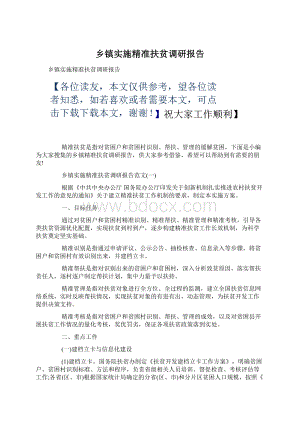 乡镇实施精准扶贫调研报告Word文档下载推荐.docx