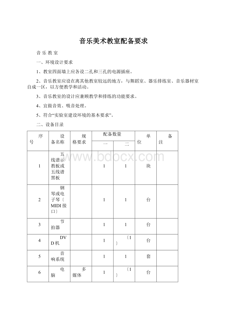 音乐美术教室配备要求.docx_第1页