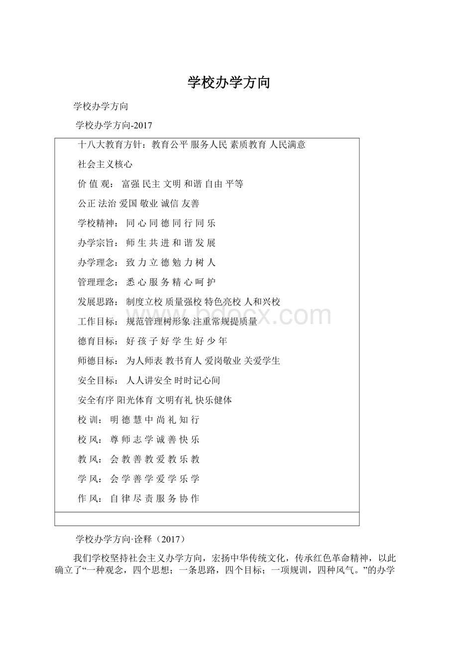 学校办学方向Word文档格式.docx