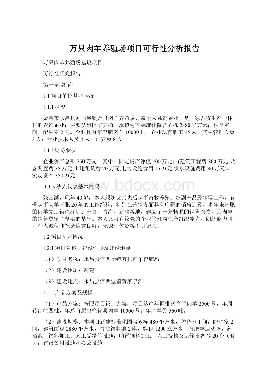 万只肉羊养殖场项目可行性分析报告.docx