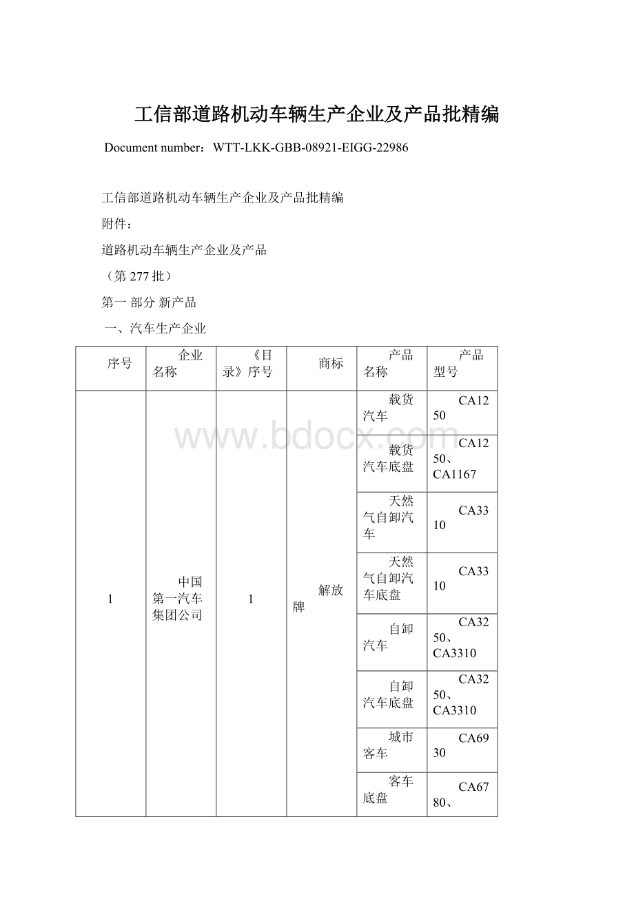 工信部道路机动车辆生产企业及产品批精编Word文档格式.docx_第1页