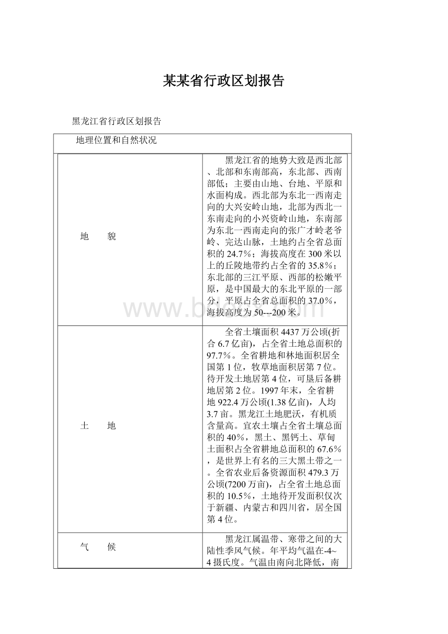 某某省行政区划报告.docx_第1页