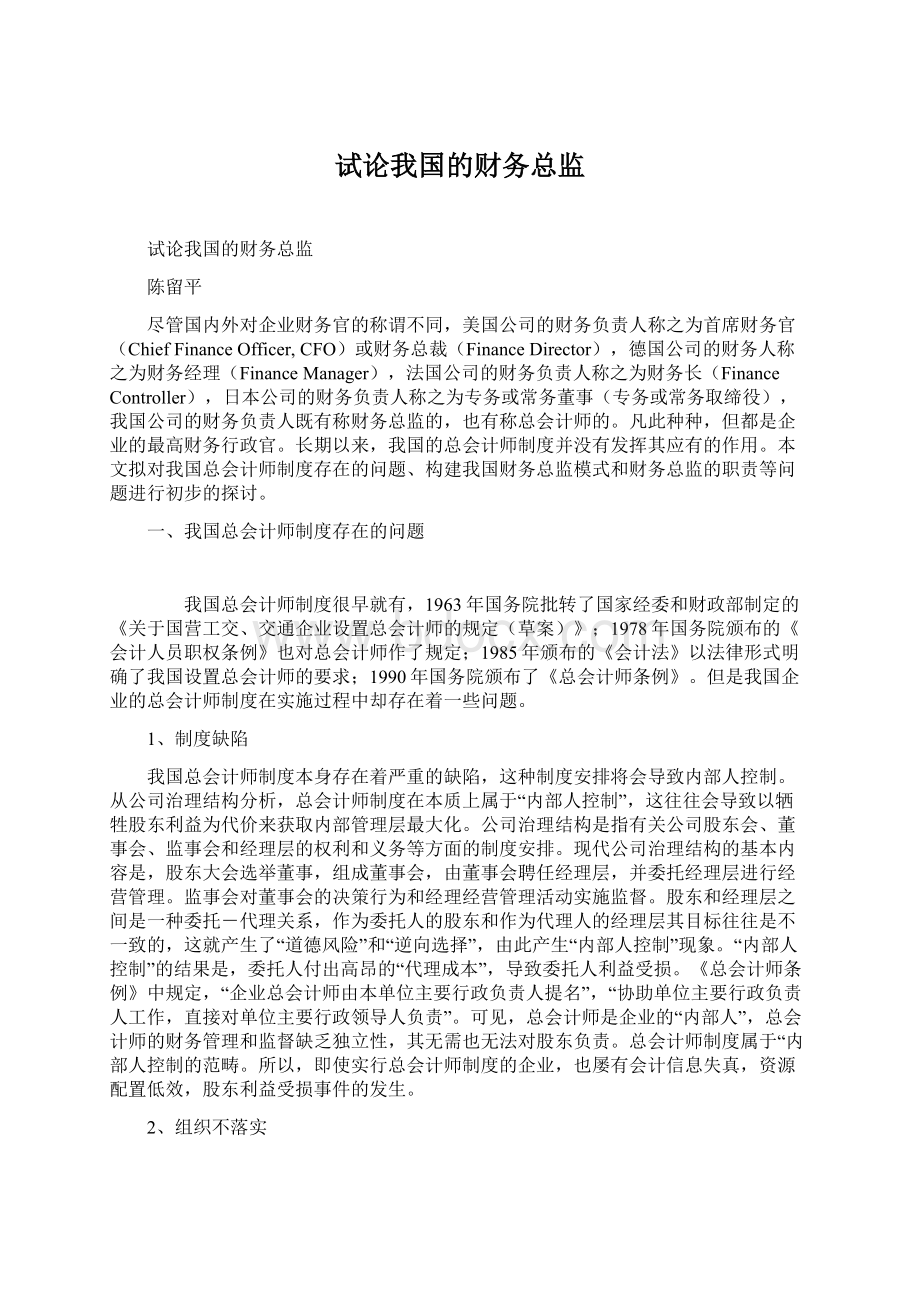 试论我国的财务总监文档格式.docx