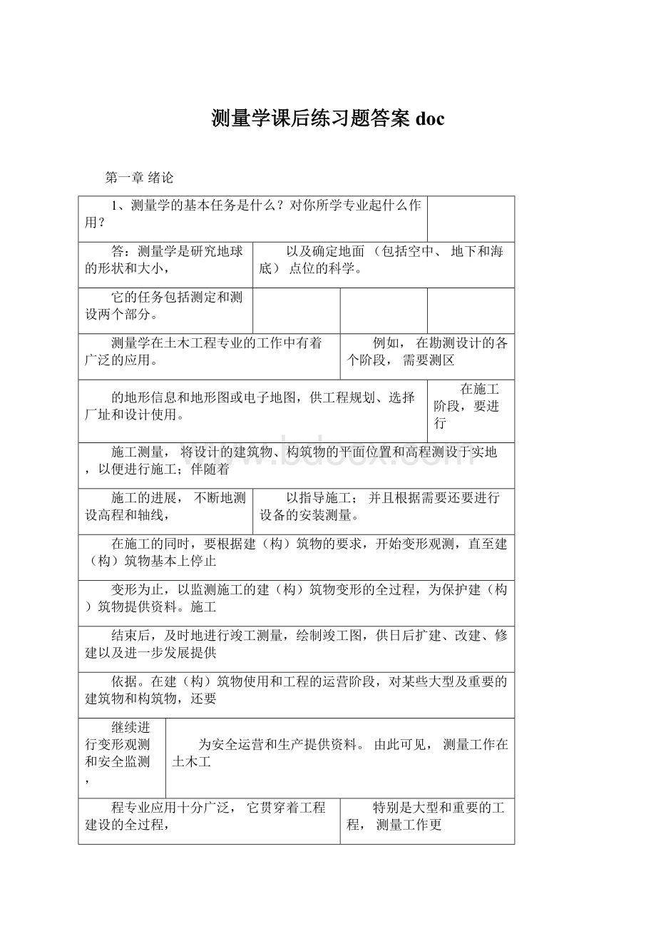 测量学课后练习题答案docWord文档格式.docx