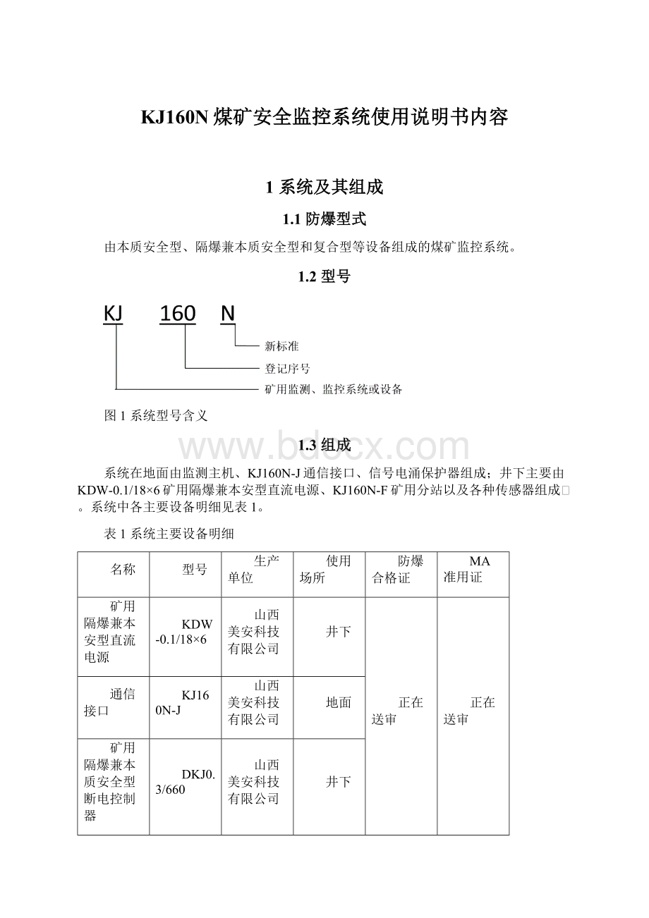 KJ160N煤矿安全监控系统使用说明书内容.docx