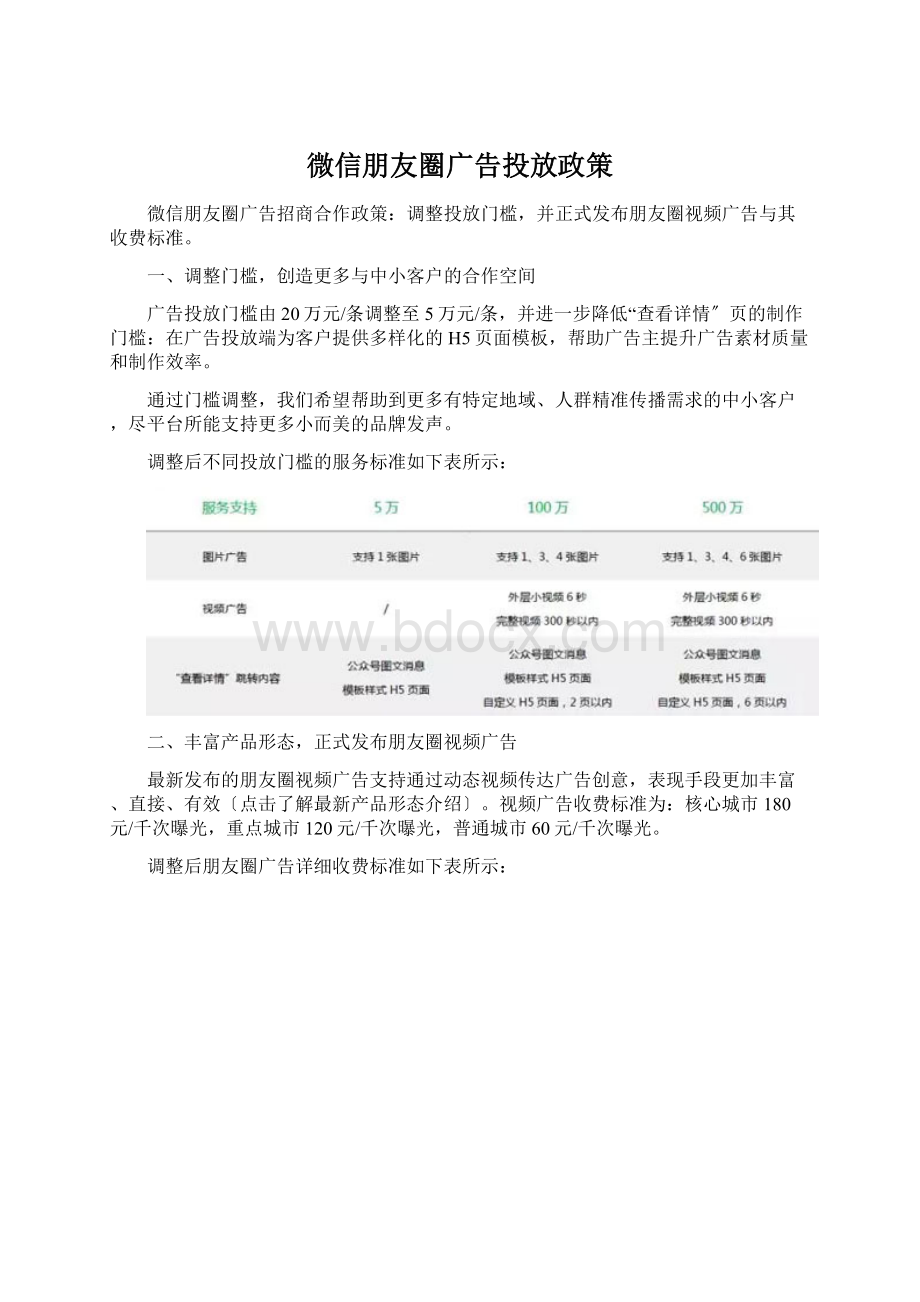 微信朋友圈广告投放政策Word下载.docx