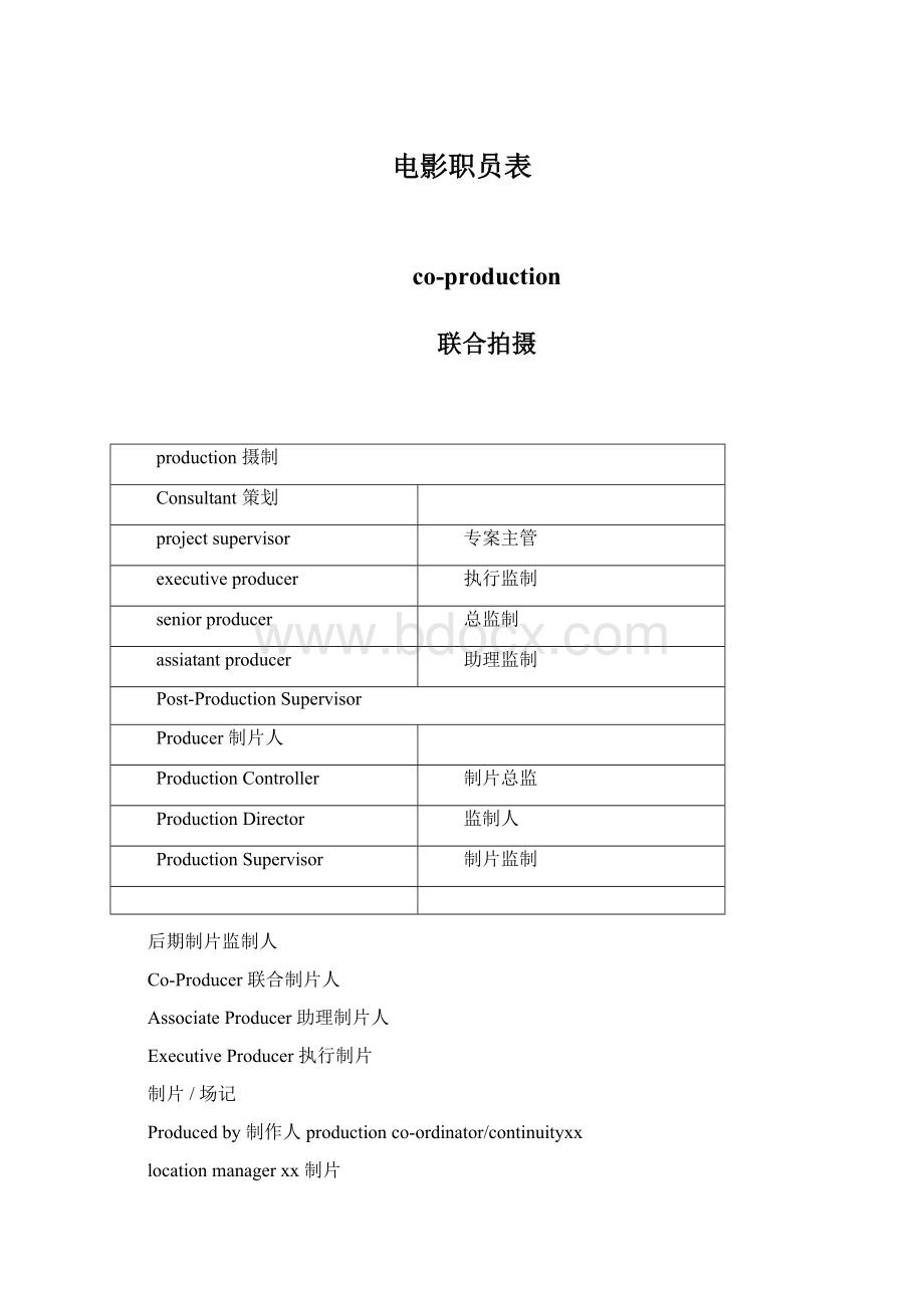 电影职员表Word文档格式.docx