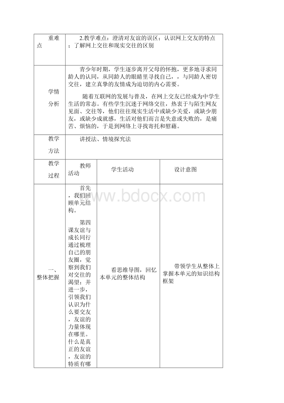 七年级上册道德与法治 第二单元友谊的天空 教学设计.docx_第2页