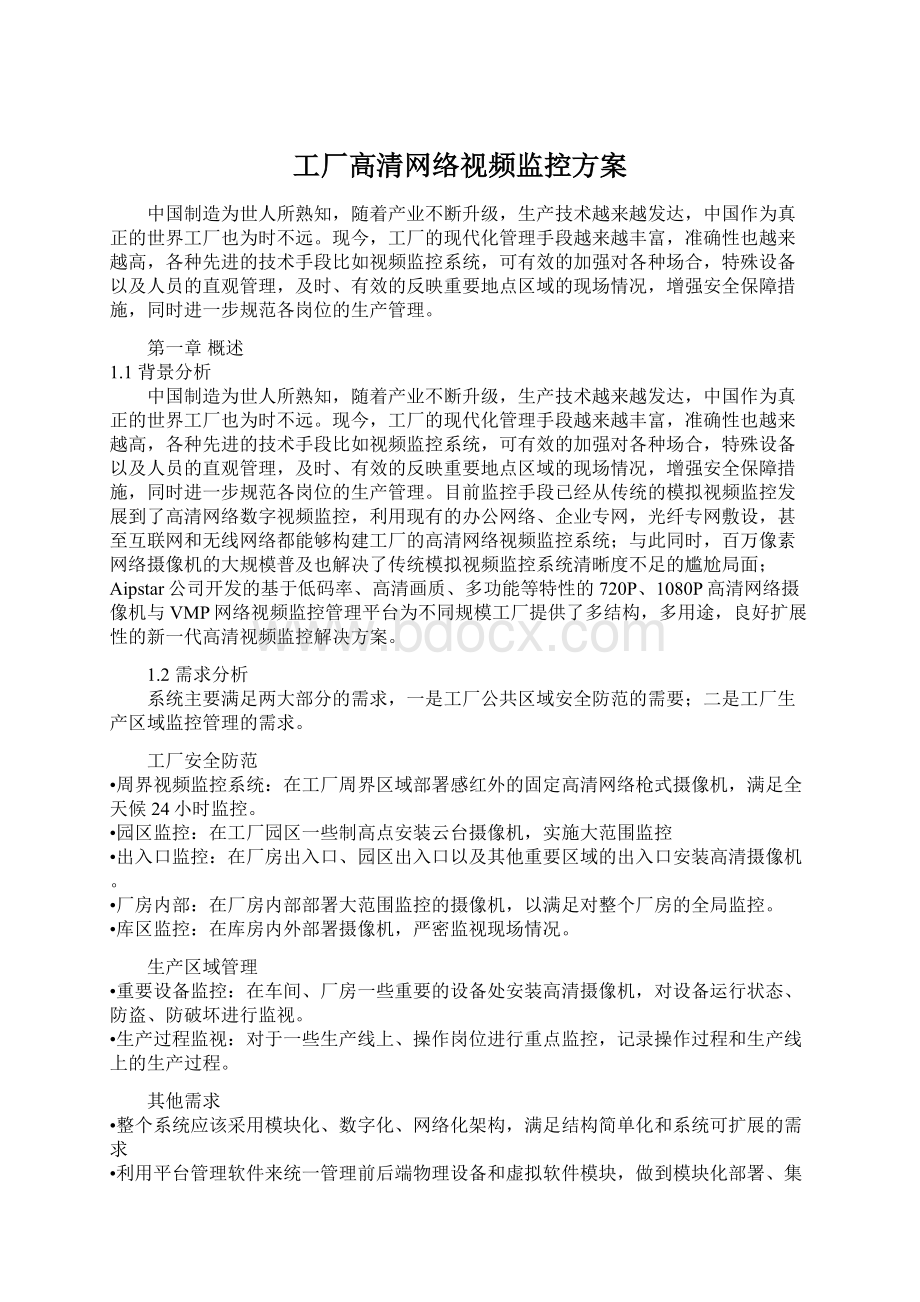 工厂高清网络视频监控方案.docx