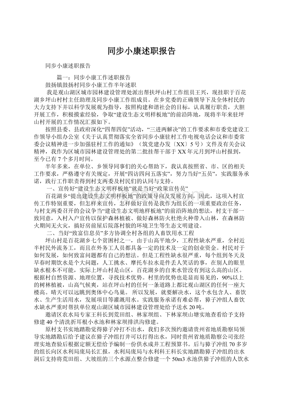 同步小康述职报告.docx