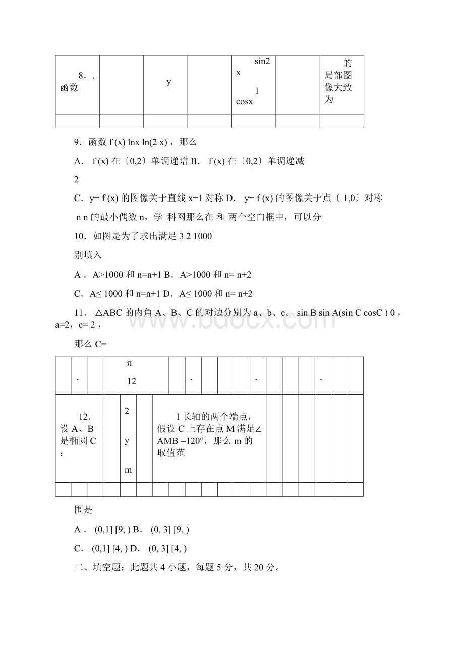 普通高等学校招生全国统一考试全国I文科数学及答案.docx_第3页