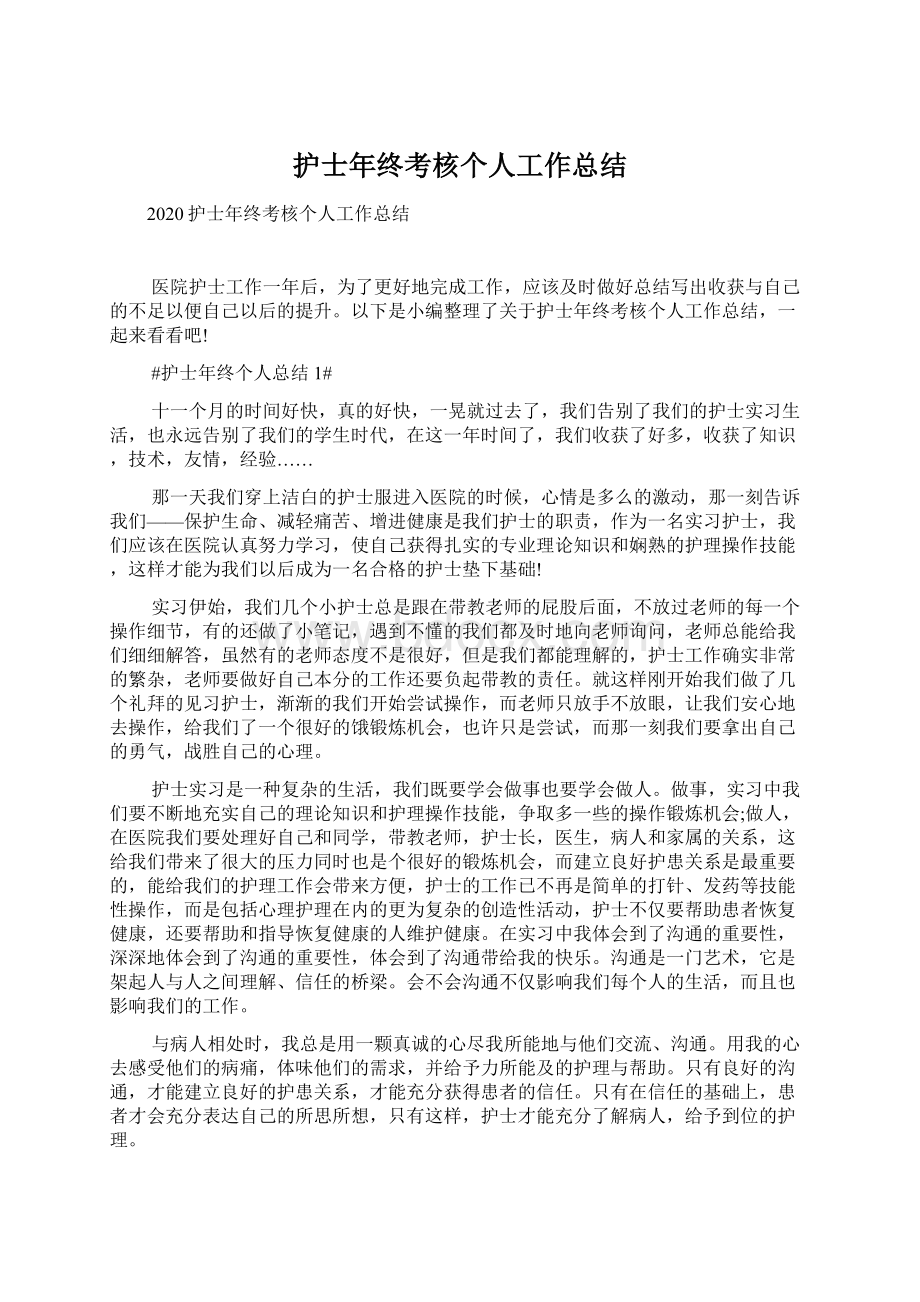 护士年终考核个人工作总结.docx_第1页