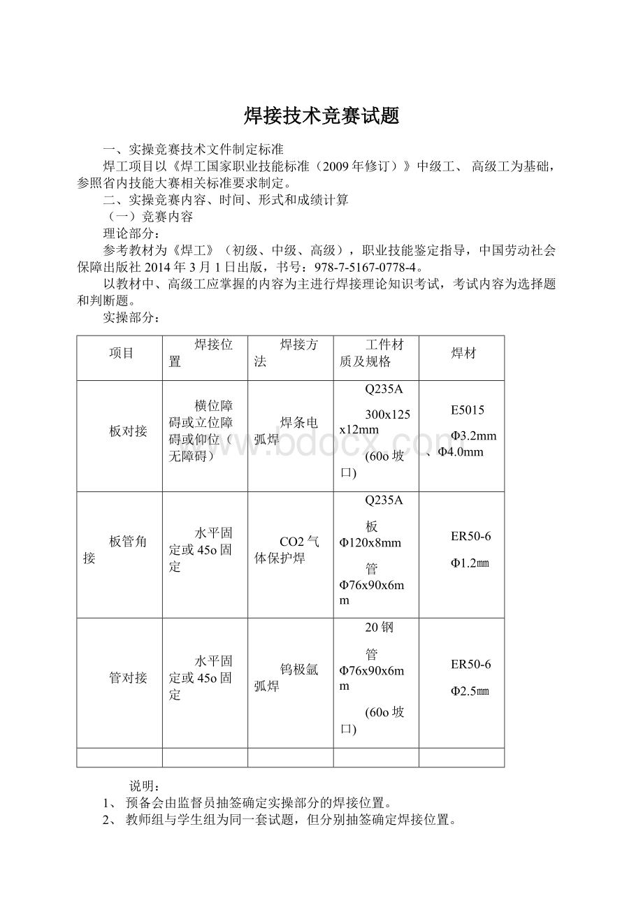 焊接技术竞赛试题.docx_第1页