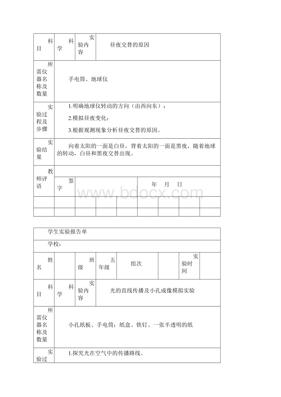 苏教版小学五年级上册科学实验报告单Word格式文档下载.docx_第2页