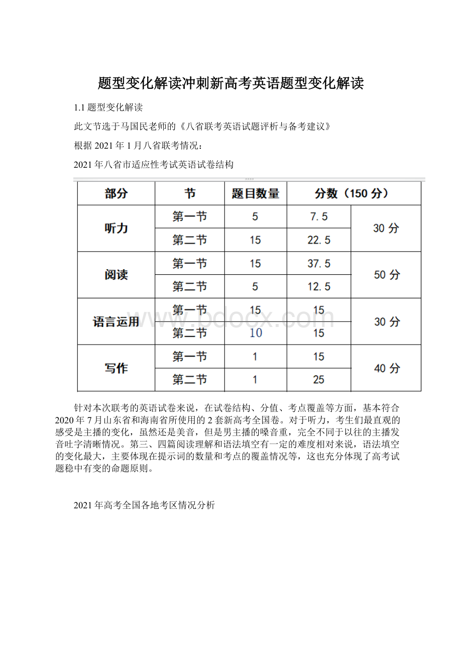 题型变化解读冲刺新高考英语题型变化解读Word文档格式.docx_第1页