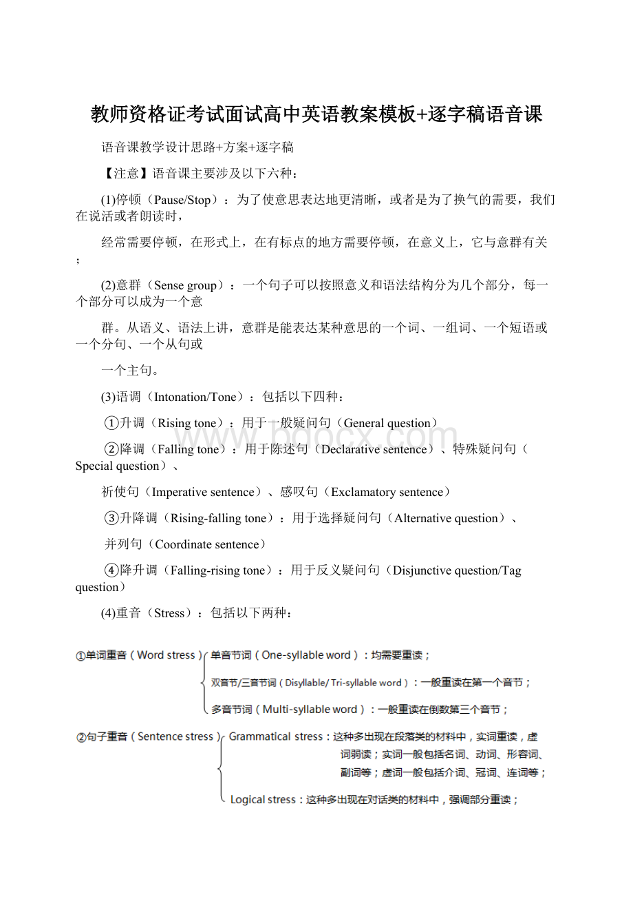 教师资格证考试面试高中英语教案模板+逐字稿语音课.docx