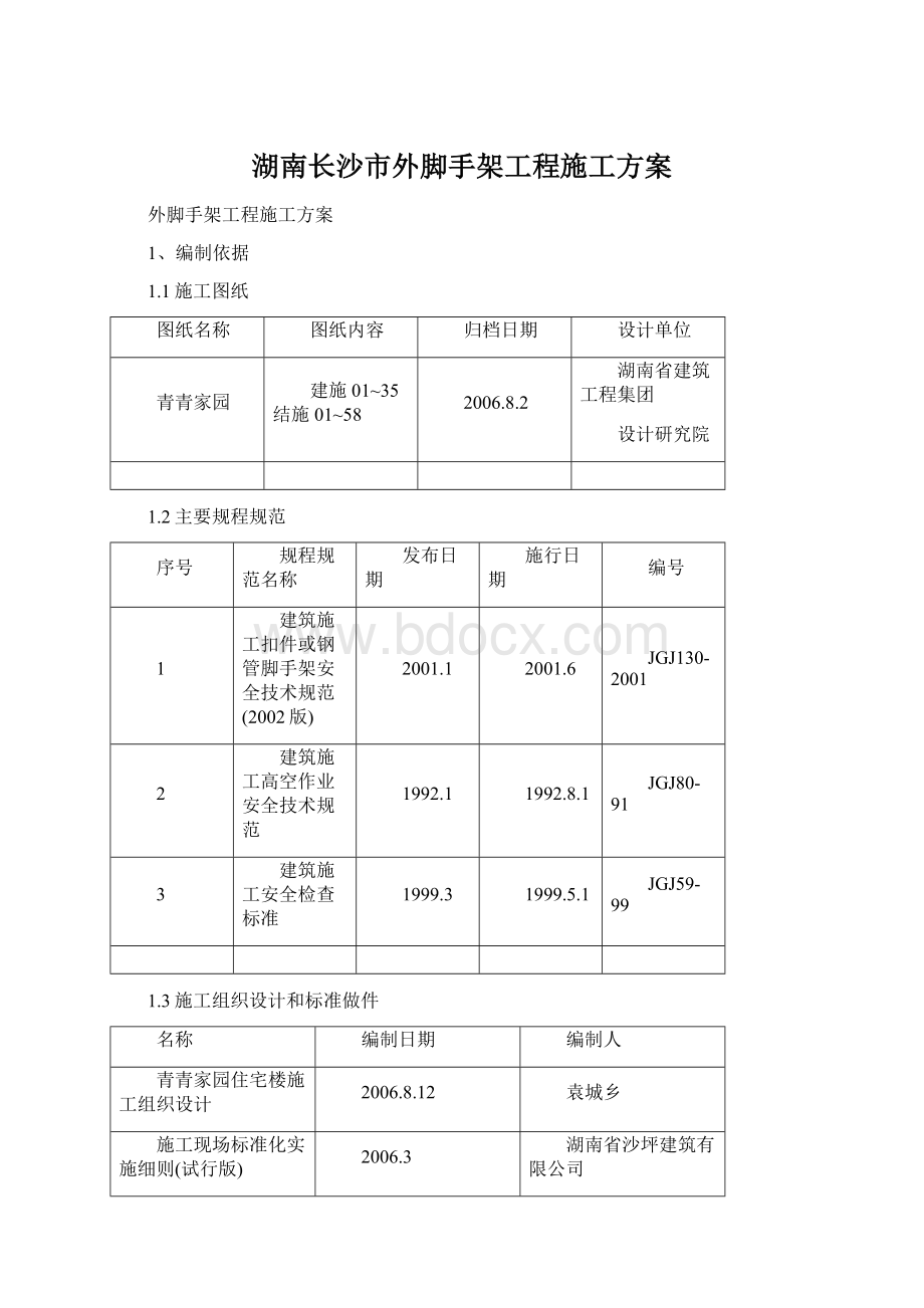 湖南长沙市外脚手架工程施工方案Word文档下载推荐.docx_第1页