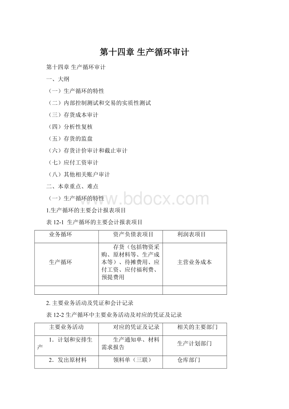 第十四章 生产循环审计Word文档格式.docx_第1页