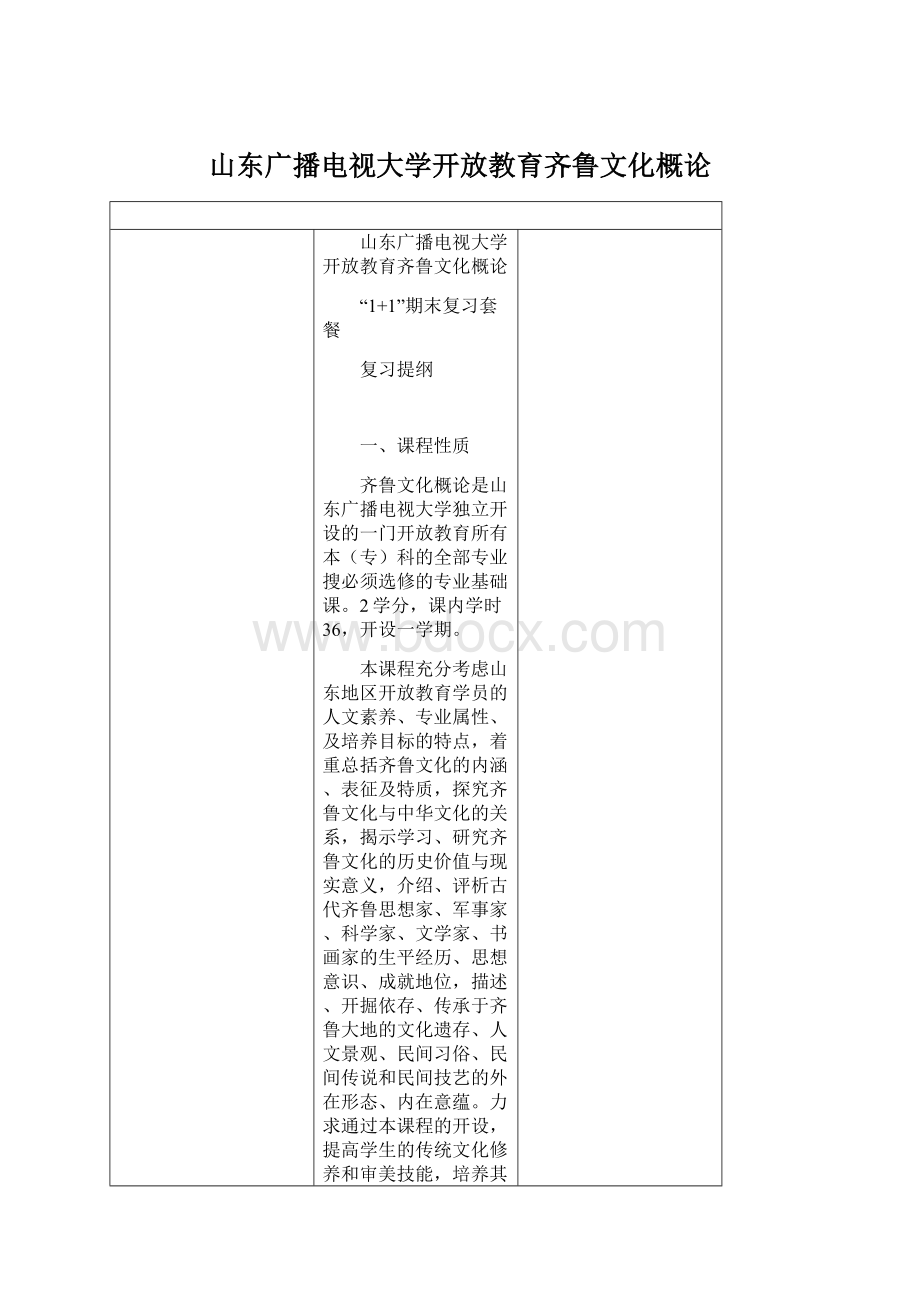 山东广播电视大学开放教育齐鲁文化概论.docx_第1页