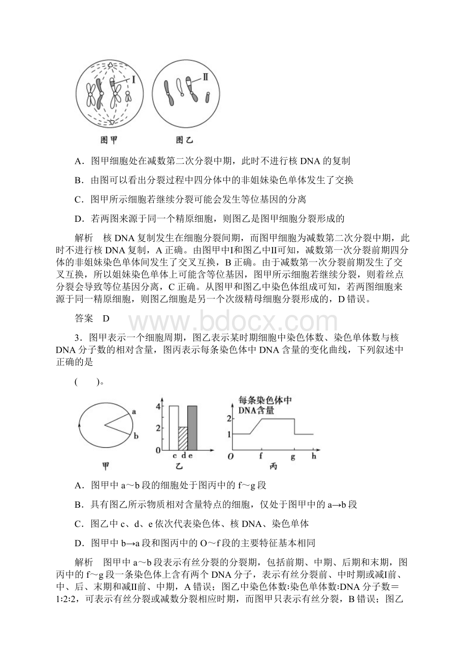 创新设计版生物二轮专题复习闽津渝版专题整合+演练提升113细胞的生命历程含减数分裂.docx_第2页