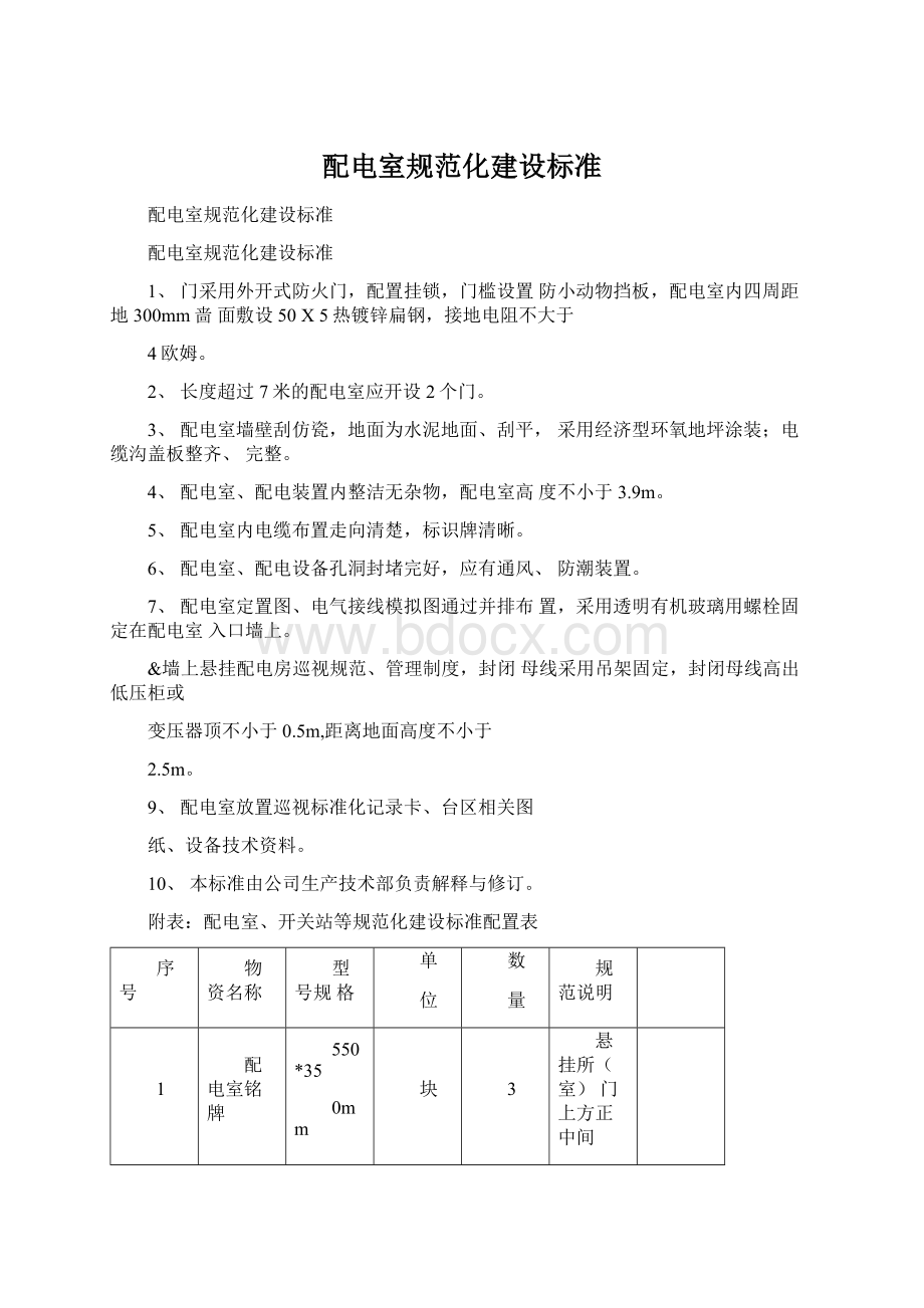 配电室规范化建设标准Word格式文档下载.docx_第1页