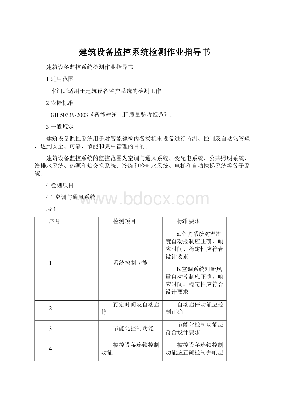 建筑设备监控系统检测作业指导书.docx_第1页