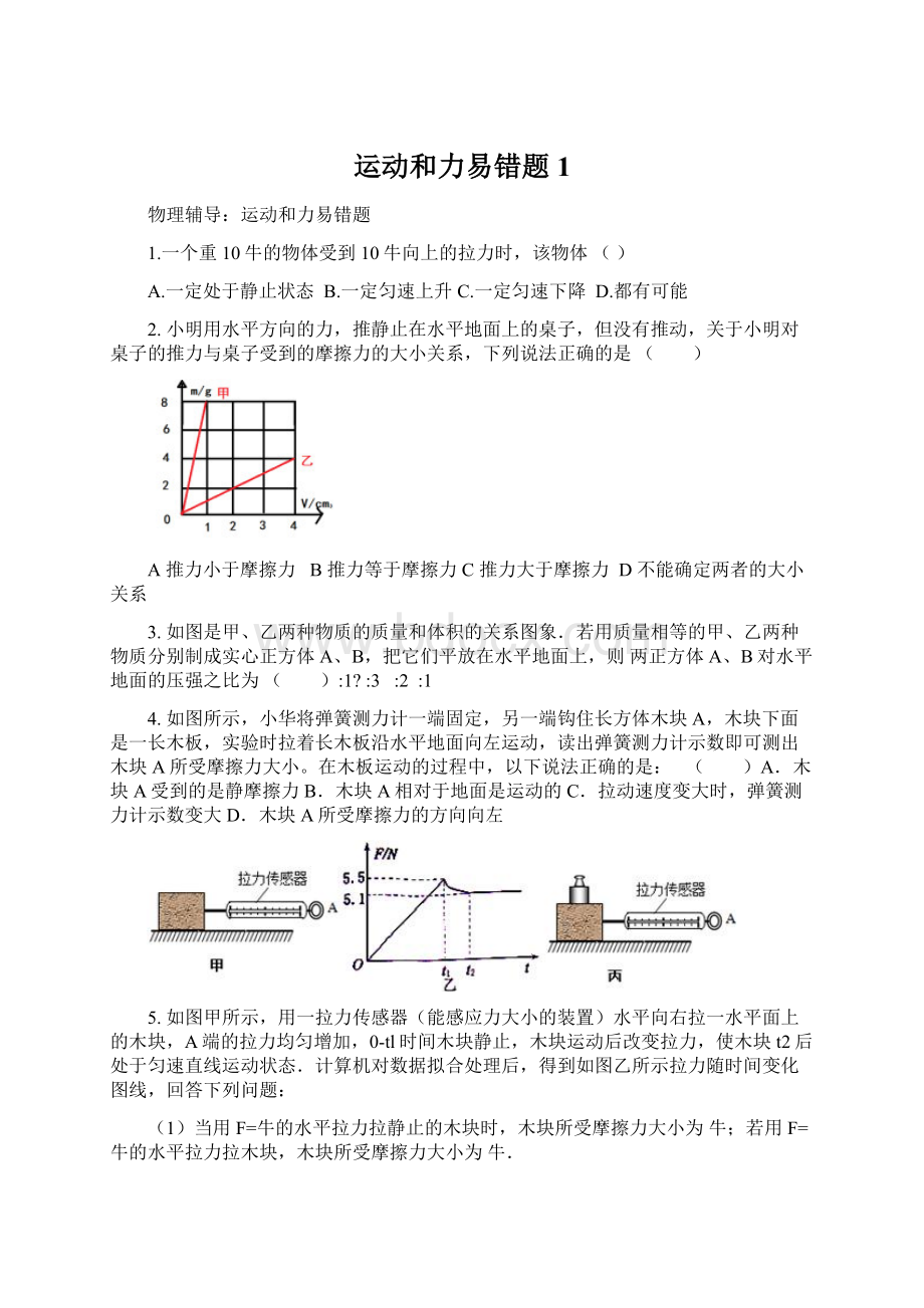 运动和力易错题 1.docx