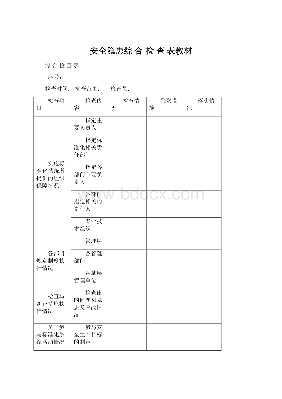 安全隐患综 合 检 查 表教材.docx_第1页