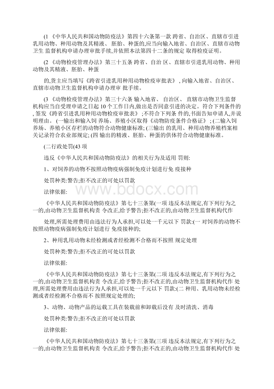 甘肃省动物卫生监督所行政执法依据和执法职权汇总.docx_第3页