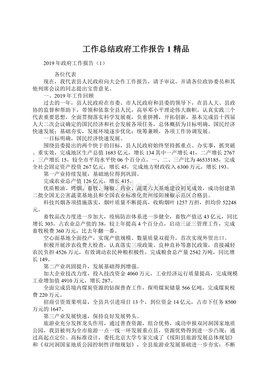 工作总结政府工作报告1 精品文档格式.docx