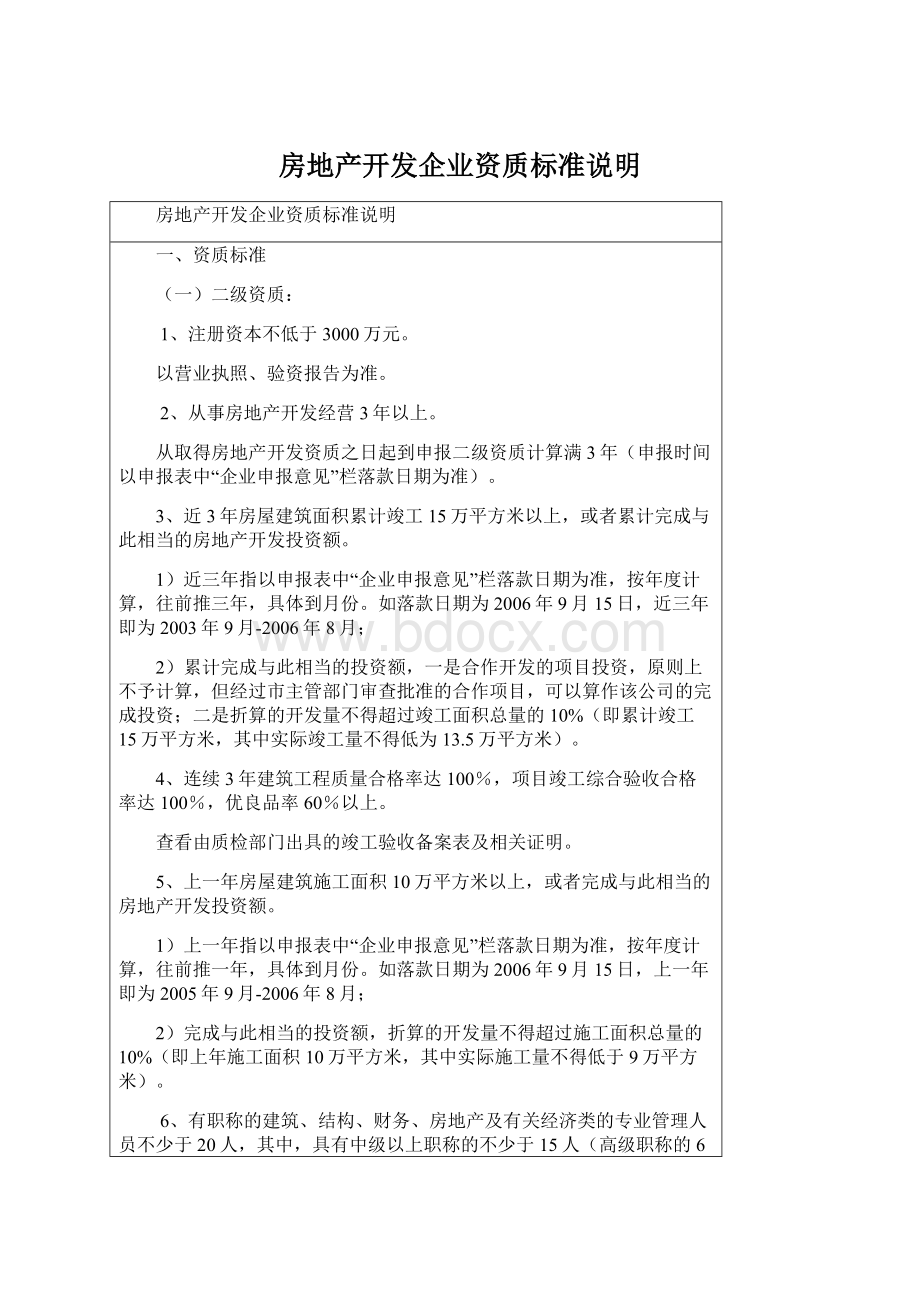 房地产开发企业资质标准说明.docx_第1页