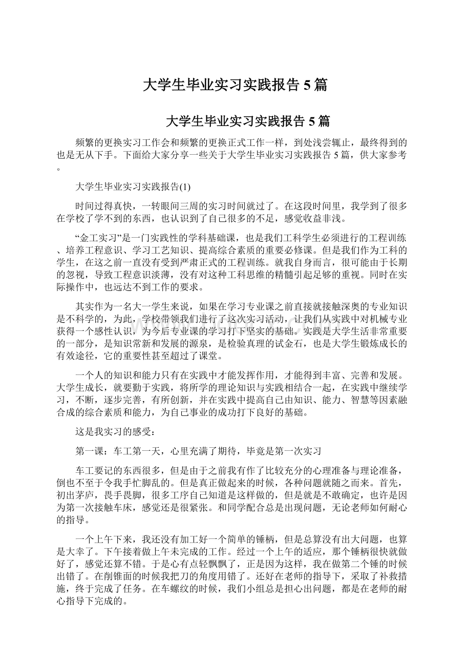 大学生毕业实习实践报告5篇.docx