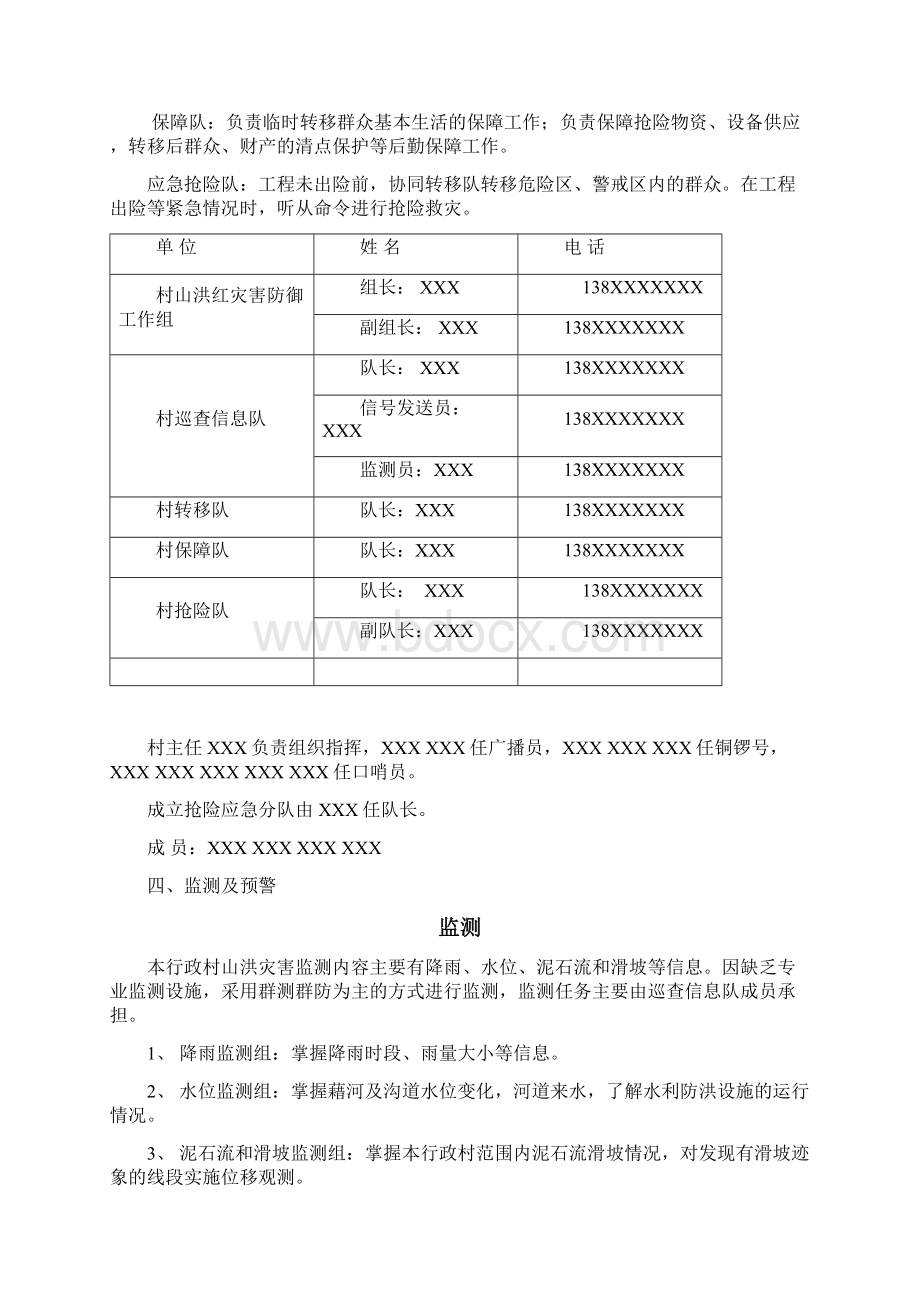 XX镇XX村山洪灾害防御预案Word文档格式.docx_第2页