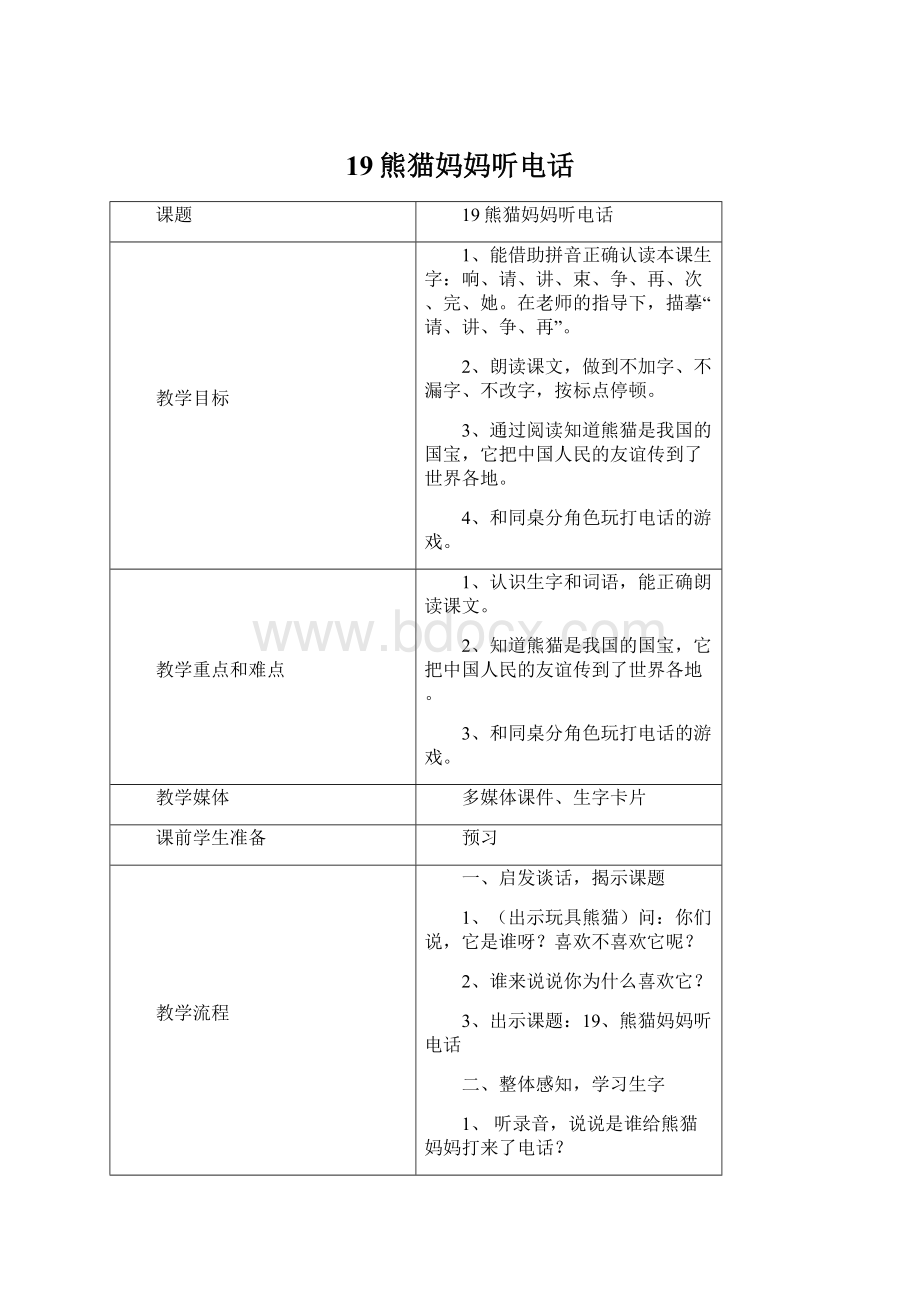 19熊猫妈妈听电话Word格式文档下载.docx