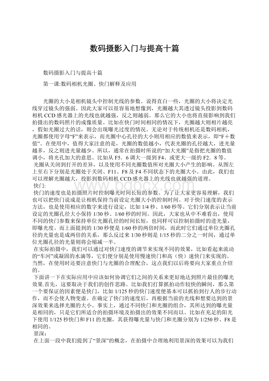 数码摄影入门与提高十篇Word格式.docx