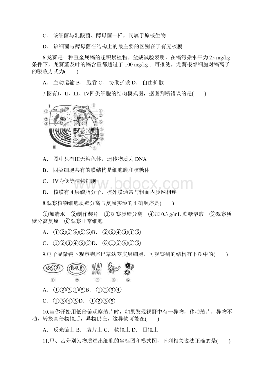 云南省文山州马关县第二中学学年高一上学期期中考试生物试题.docx_第3页