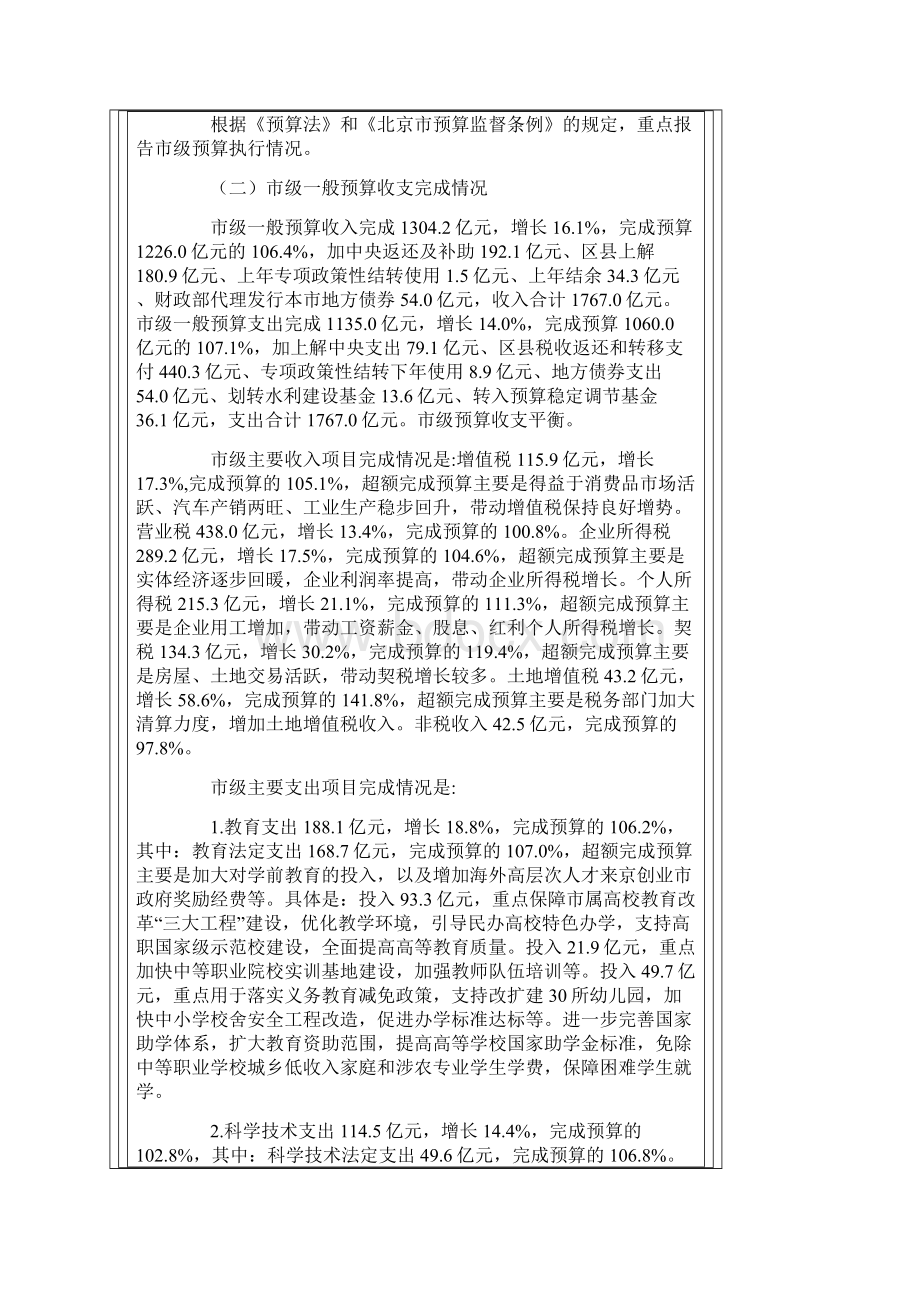 关于北京市预算执行情况和预算草案的报告Word文件下载.docx_第2页