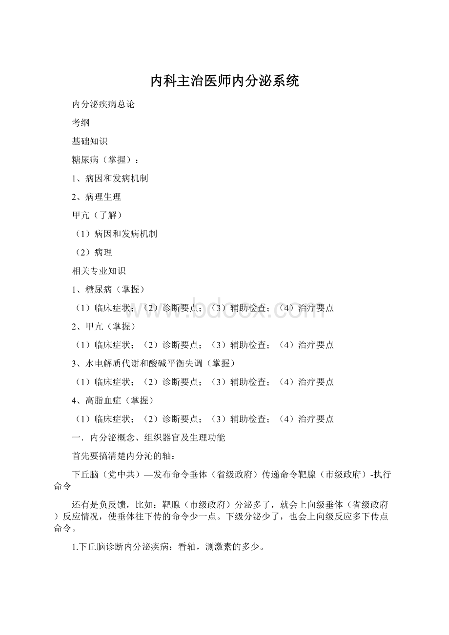 内科主治医师内分泌系统Word下载.docx