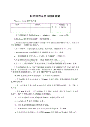 网络操作系统试题和答案Word文档格式.docx