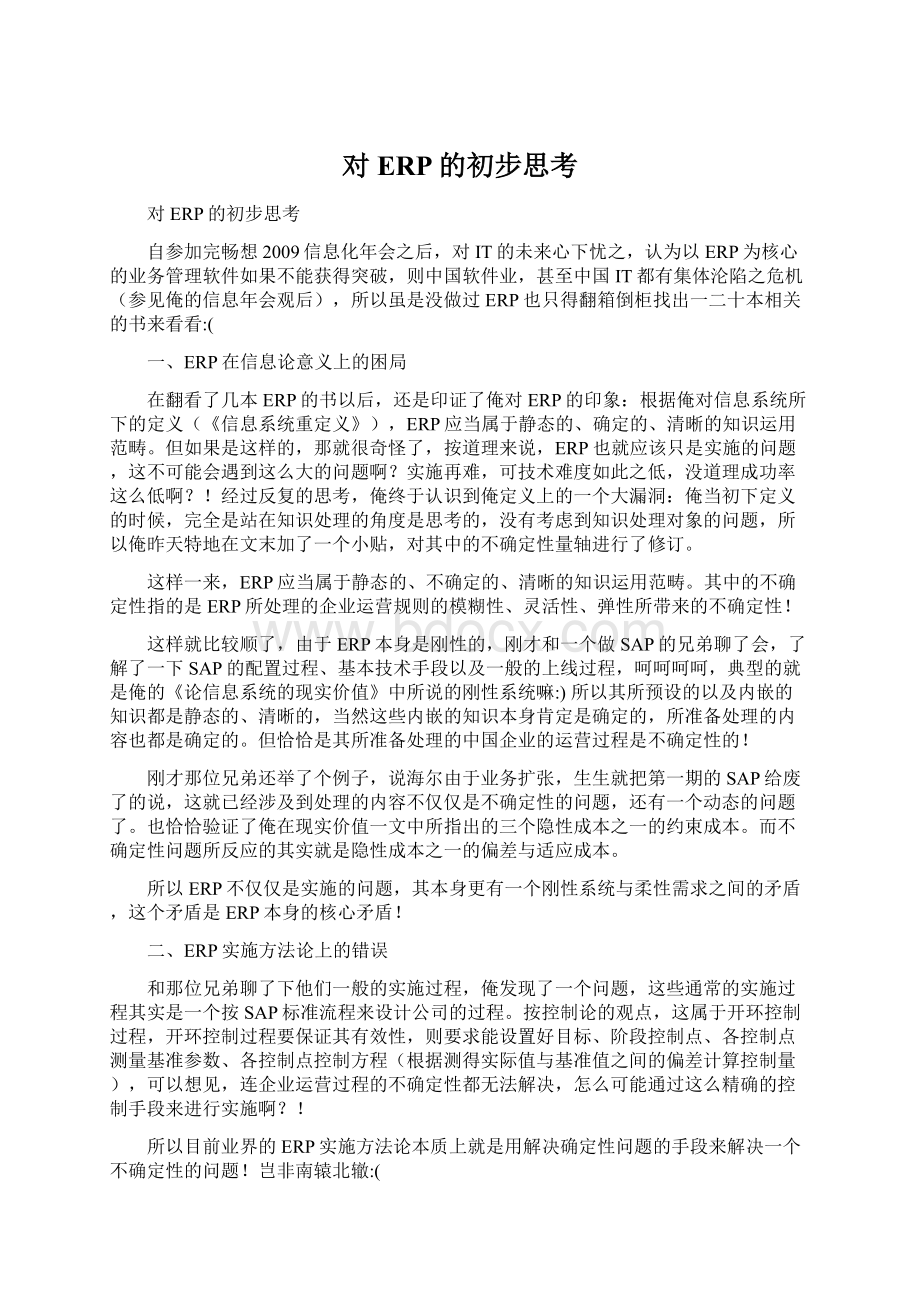 对ERP的初步思考Word格式文档下载.docx_第1页