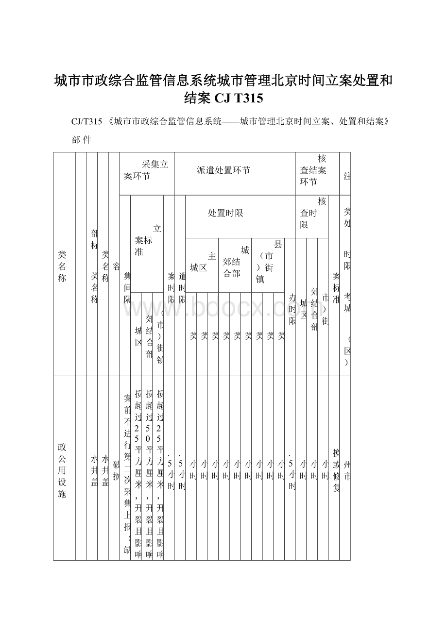 城市市政综合监管信息系统城市管理北京时间立案处置和结案CJT315.docx