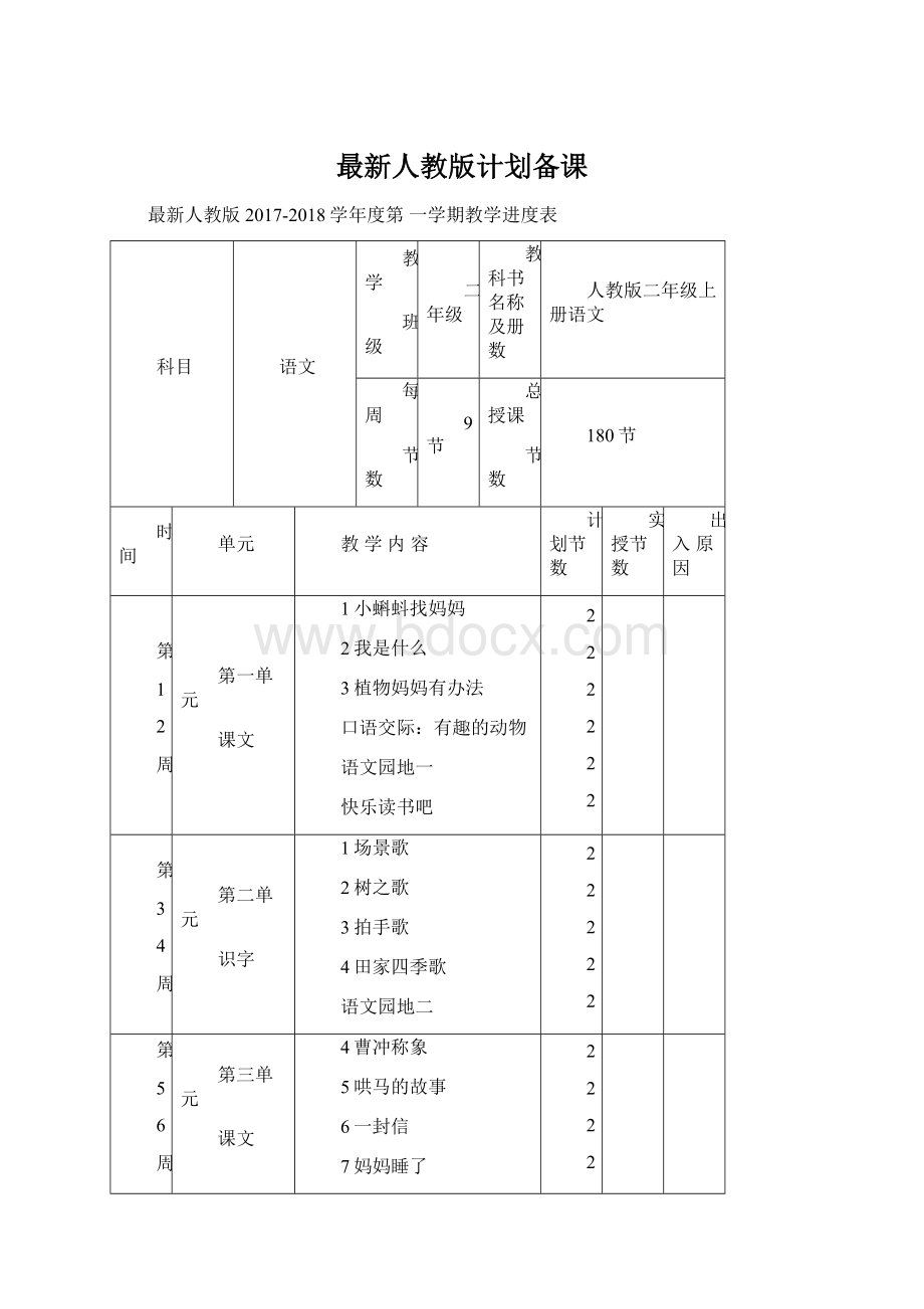 最新人教版计划备课.docx_第1页