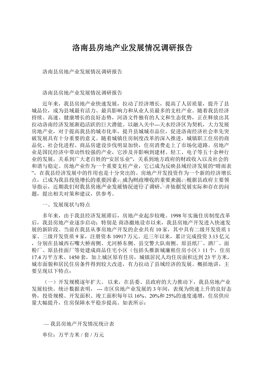 洛南县房地产业发展情况调研报告.docx