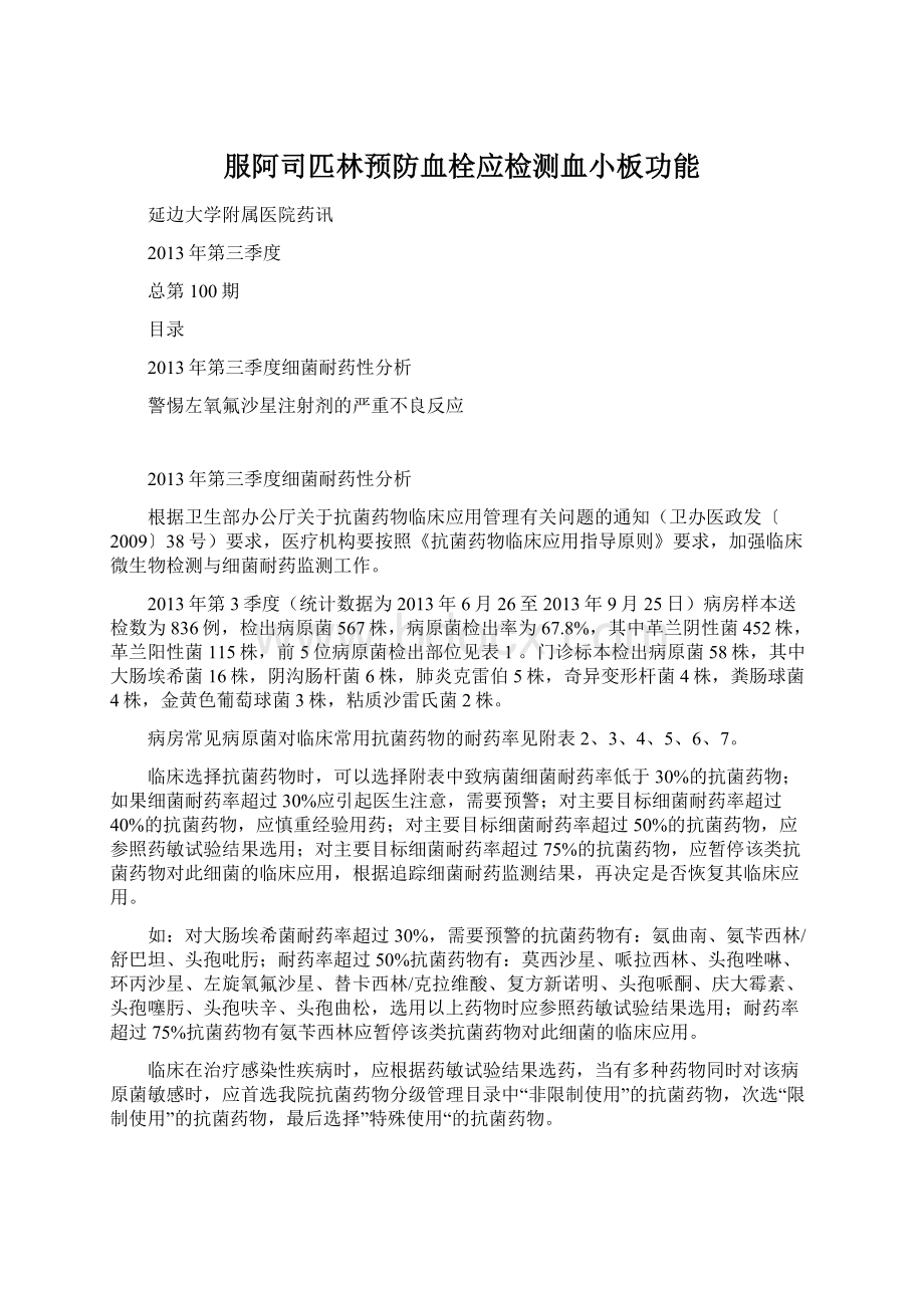 服阿司匹林预防血栓应检测血小板功能文档格式.docx