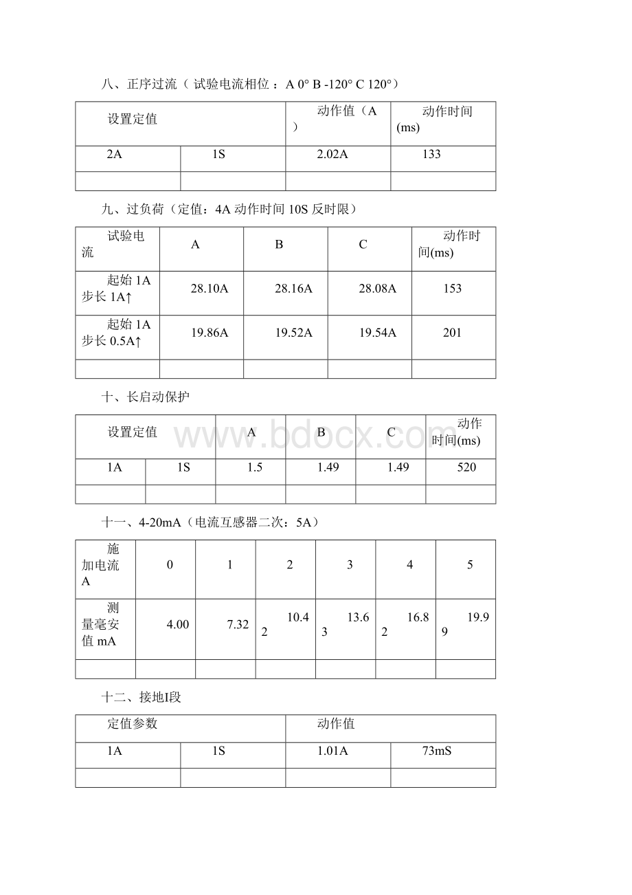 电动机综合保护测控装置校验报告1Word文档格式.docx_第3页