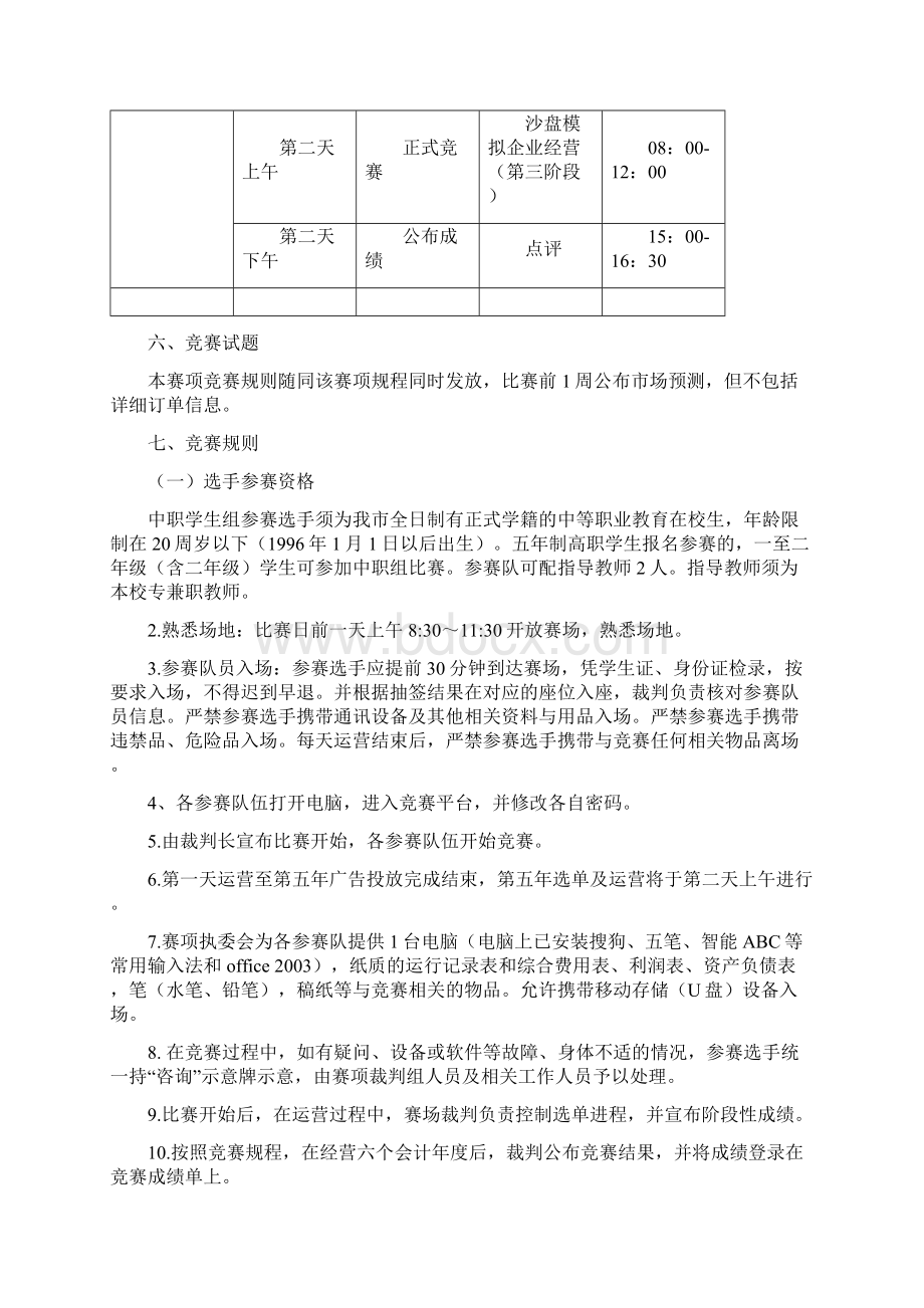 最新职业学校技能大赛中职组沙盘模拟企业经营项目竞赛规程Word文件下载.docx_第3页