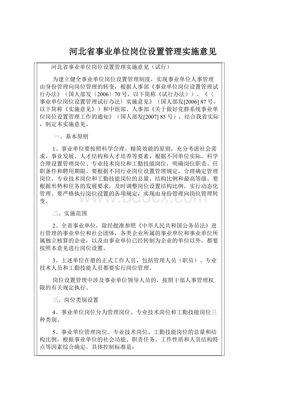 河北省事业单位岗位设置管理实施意见.docx