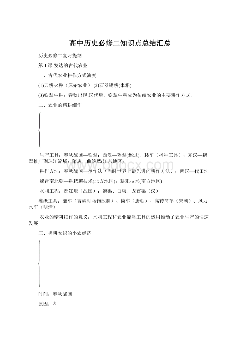 高中历史必修二知识点总结汇总Word下载.docx