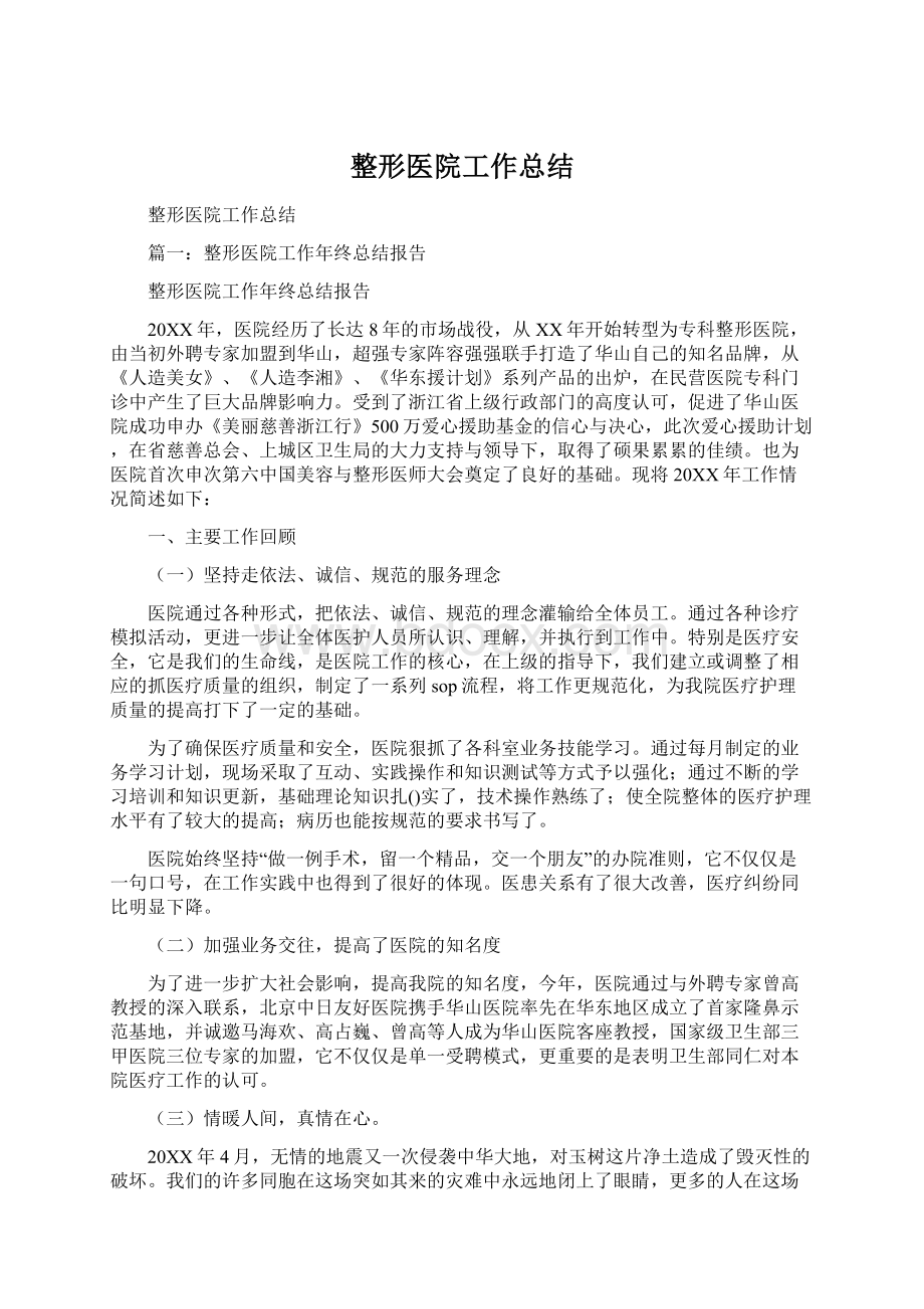 整形医院工作总结.docx_第1页